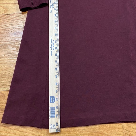 L.L. Bean Wool Henley Dress Womens 10P Burgundy A-Line Knit Dark Academia - Picture 2 of 7